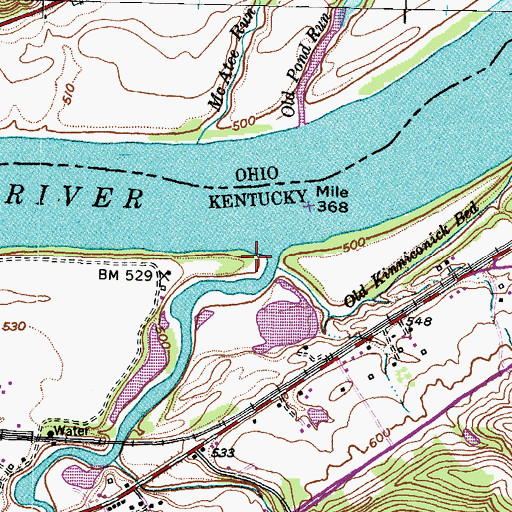 Topographic Map of Quincy Railroad Station (historical), KY