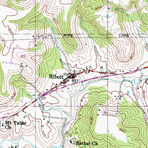 Topographic Map of Ribolt Post Office (historical), KY