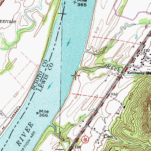 Topographic Map of Rock Creek Landing (historical), KY
