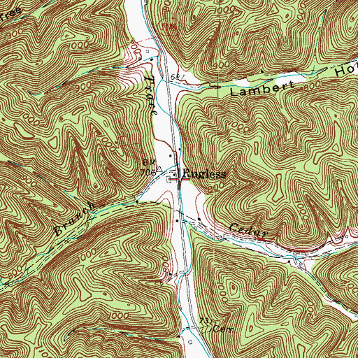 Topographic Map of Rugless Post Office (historical), KY