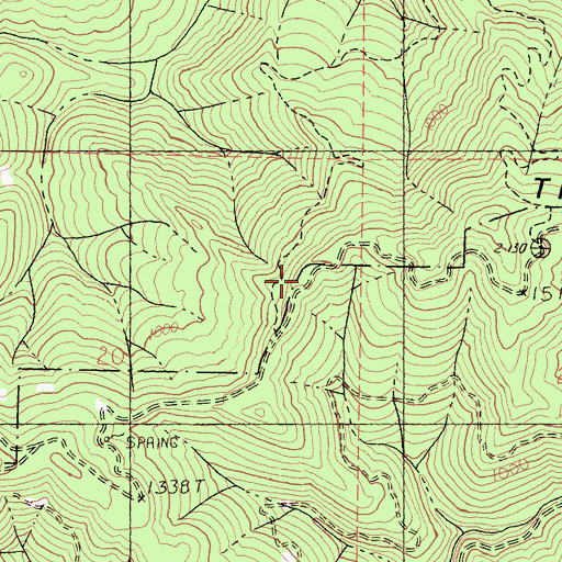Topographic Map of Three Chop Ridge, CA