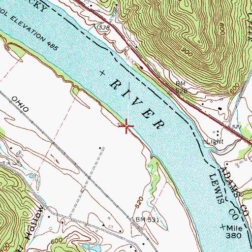 Topographic Map of Stone Chimney Landing, KY