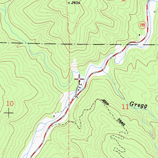 Topographic Map of Three Creeks, CA