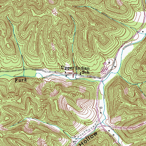 Topographic Map of Upper Indian Creek (historical), KY