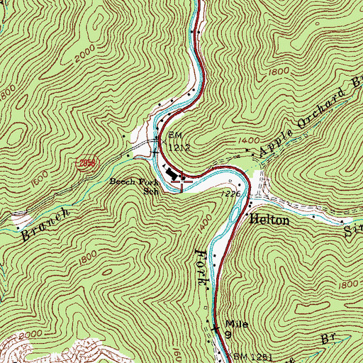 Topographic Map of Beech Fork Mission, KY
