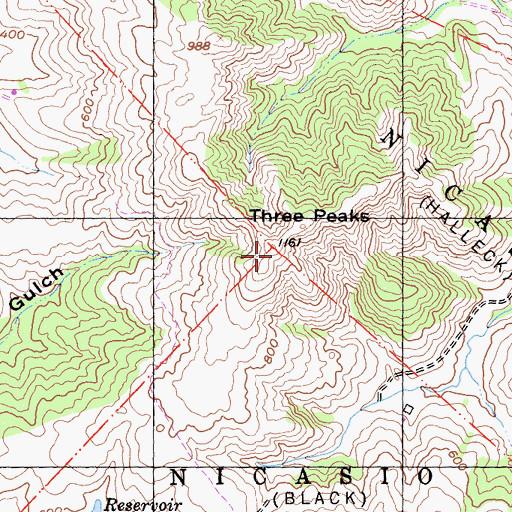 Topographic Map of Three Peaks, CA
