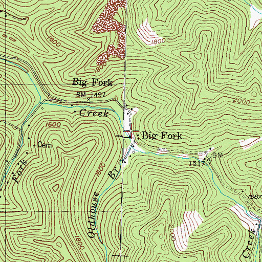 Topographic Map of Big Fork Post Office (historical), KY