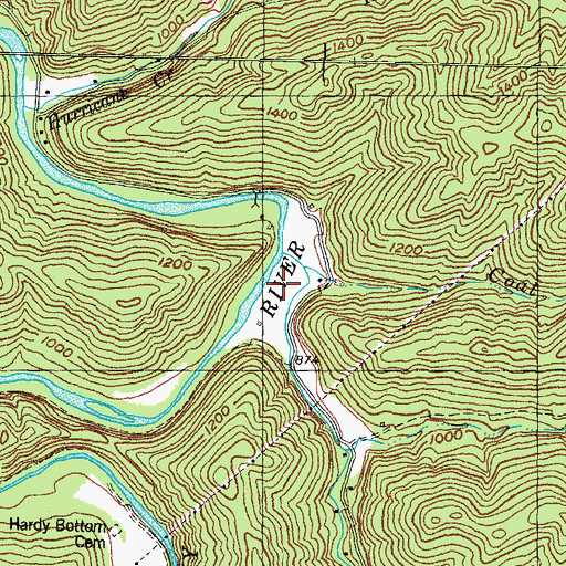 Topographic Map of Camp Creek Post Office (historical), KY