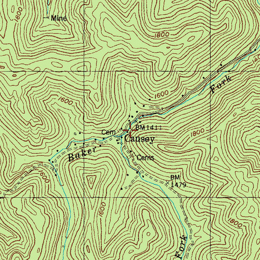Topographic Map of Causey Post Office (historical), KY