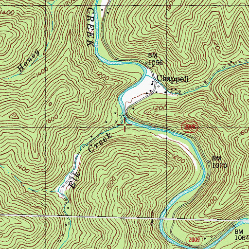 Topographic Map of Chapel Post Office, KY