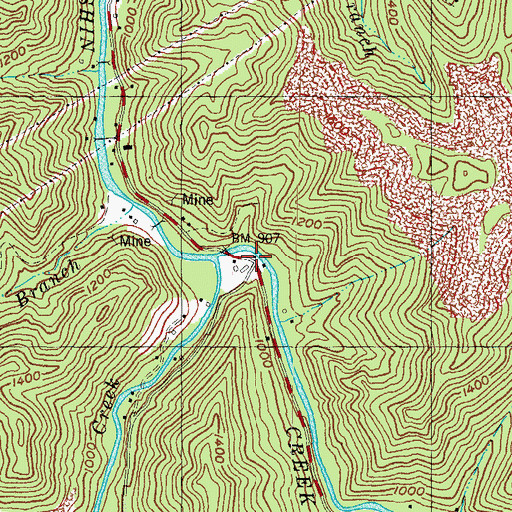 Topographic Map of Coon Creek Post Office (historical), KY