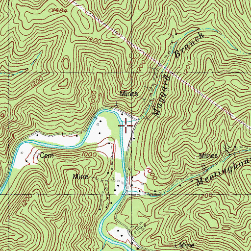 Topographic Map of Cutshin Post Office (historical), KY