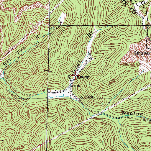 Topographic Map of Frew Post Office (historical), KY