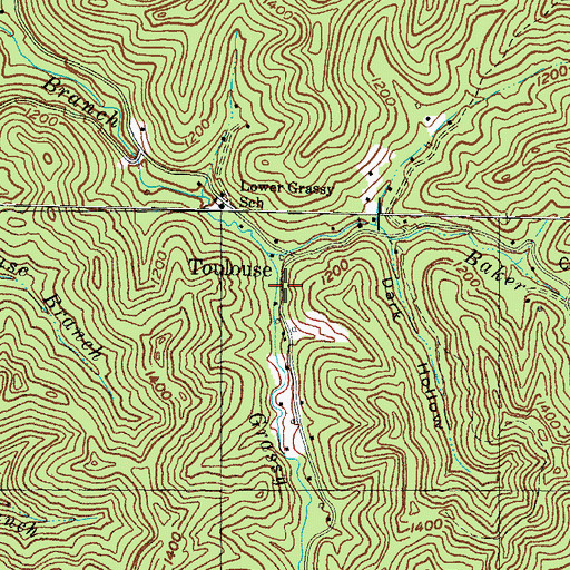 Topographic Map of Grassy (historical), KY