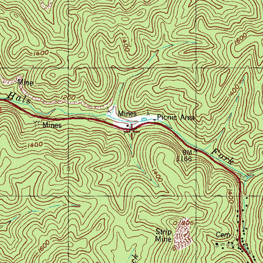 Topographic Map of Hals Fork School (historical), KY
