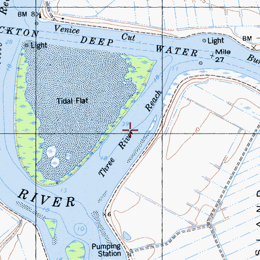 Topographic Map of Three River Reach, CA