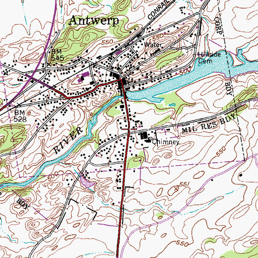 Topographic Map of Monument Park, NY