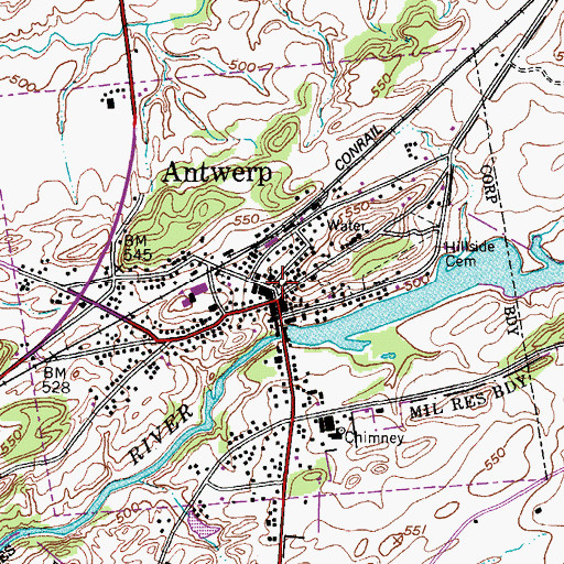 Topographic Map of Crosby Public Library, NY
