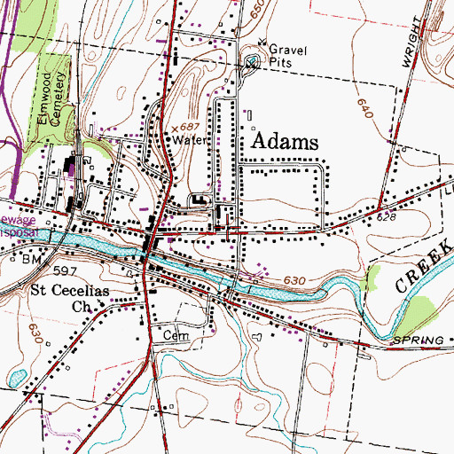 Topographic Map of Adams Methodist Church, NY