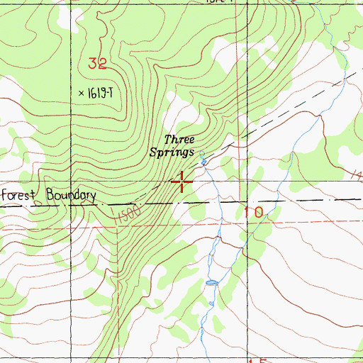 Topographic Map of Three Springs, CA