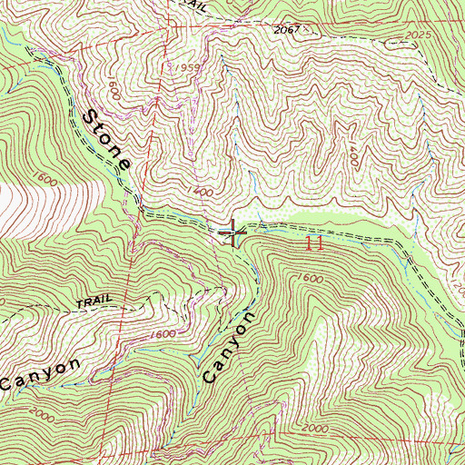 Topographic Map of Three Troughs Canyon, CA