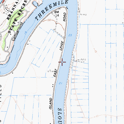 Topographic Map of Threemile Slough, CA