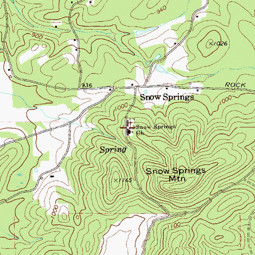Topographic Map of Snow Springs Baptist Church Cemetery, GA