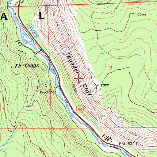 Topographic Map of Thunder Cliff, CA