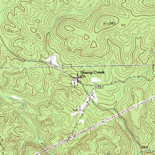 Topographic Map of Stamp Creek Baptist Church Cemetery, GA