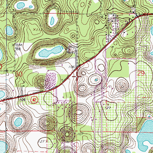 Topographic Map of Sandy Acres Baptist Church, FL