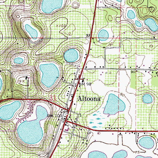 Topographic Map of United Methodist Church of Altoona, FL