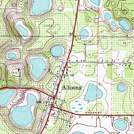 Topographic Map of Lake County Fire/Rescue Station 14, FL