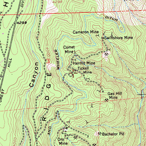 Topographic Map of Tickell Mine, CA