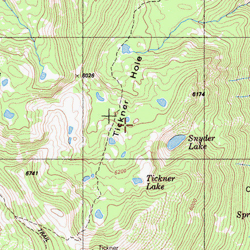 Topographic Map of Tickner Hole, CA