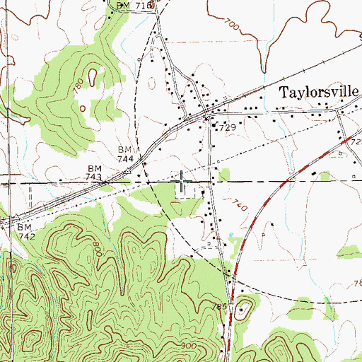 Topographic Map of Taylorsville Church Cemetery (Old), GA