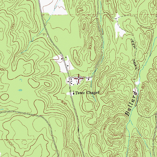 Topographic Map of Towe Chapel Cemetery, GA