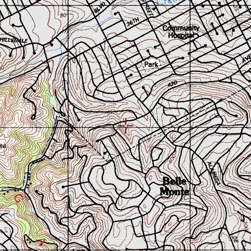 Topographic Map of Alpha Beacon Christian School, CA