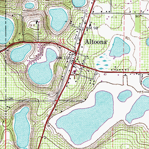 Topographic Map of First Baptist Church of Altoona, FL