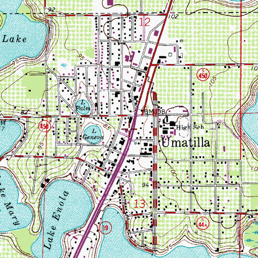 Topographic Map of Umatilla Post Office, FL