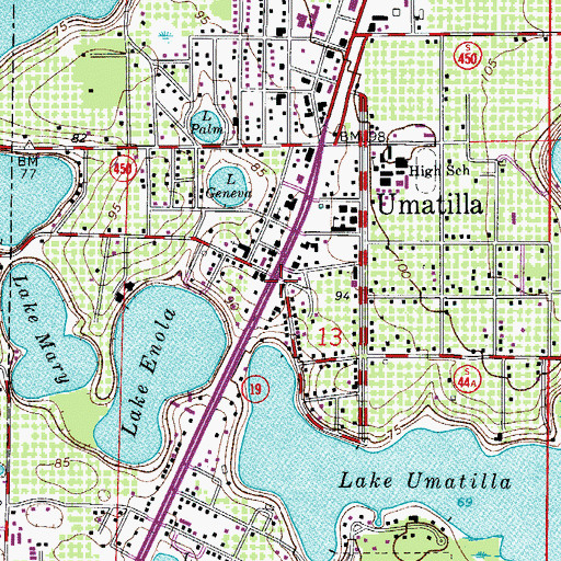 Topographic Map of Umatilla City Hall, FL