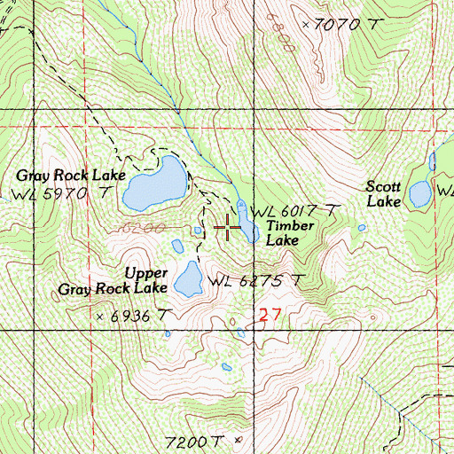 Topographic Map of Timber Lake, CA