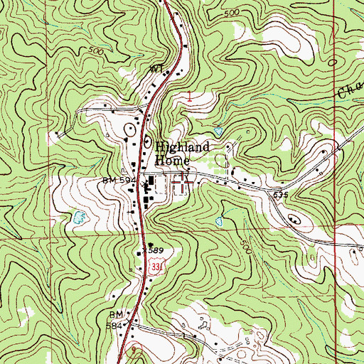 Topographic Map of Clay Jordan Stadium, AL