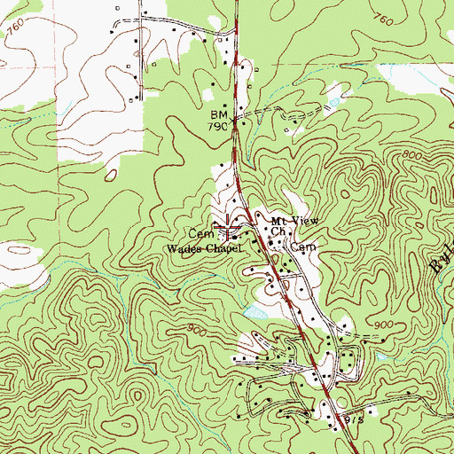Topographic Map of Wade Chapel Holiness Church Cemetery, GA