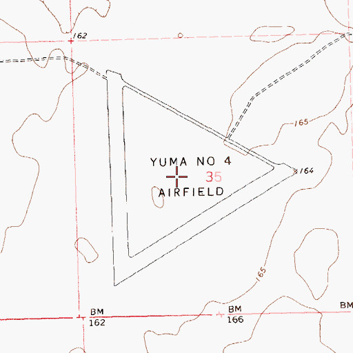 Topographic Map of Yuma Number Four Airfield (historical), AZ