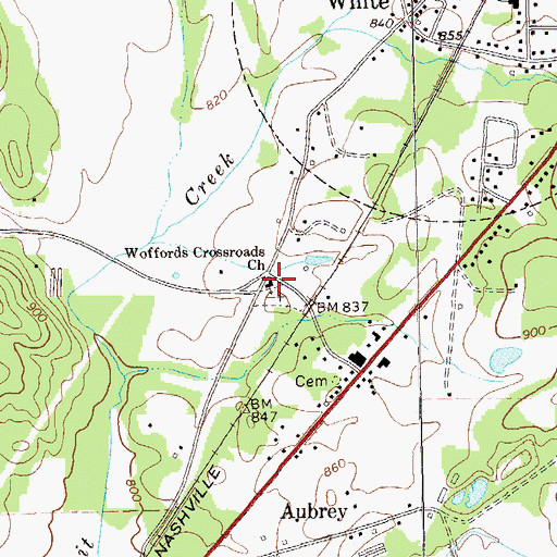 Topographic Map of Woffords Crossroads Baptist Church Cemetery, GA