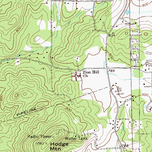 Topographic Map of Zion Hill Baptist Church Cemetery, GA