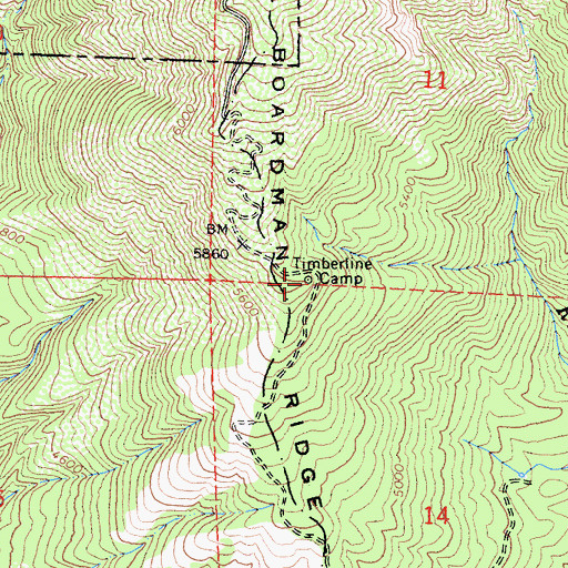Topographic Map of Timberline Camp, CA