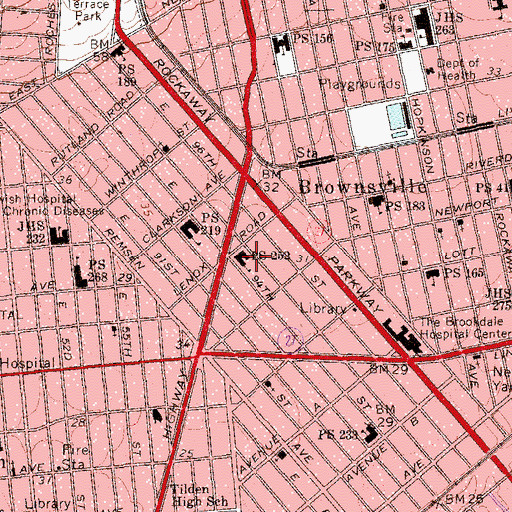 Topographic Map of Middle School For Art and Philosophy, NY