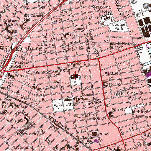 Topographic Map of Lyons Community School, NY