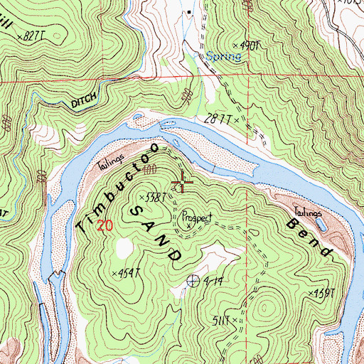 Topographic Map of Timbuctoo Bend, CA